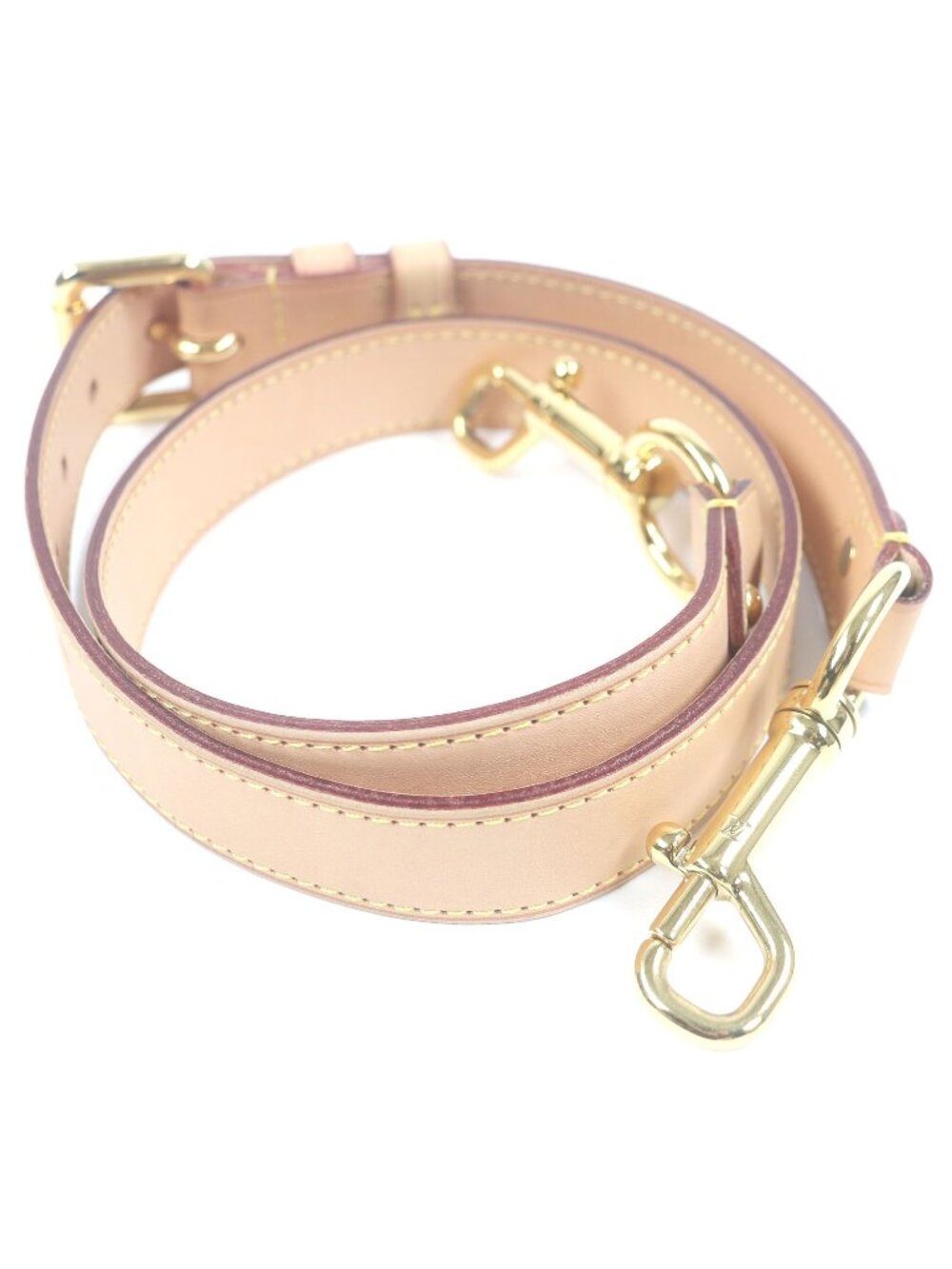 Louis Vuitton Vachetta Leather LV Logo Shoulder Strap Belt Beige Gold